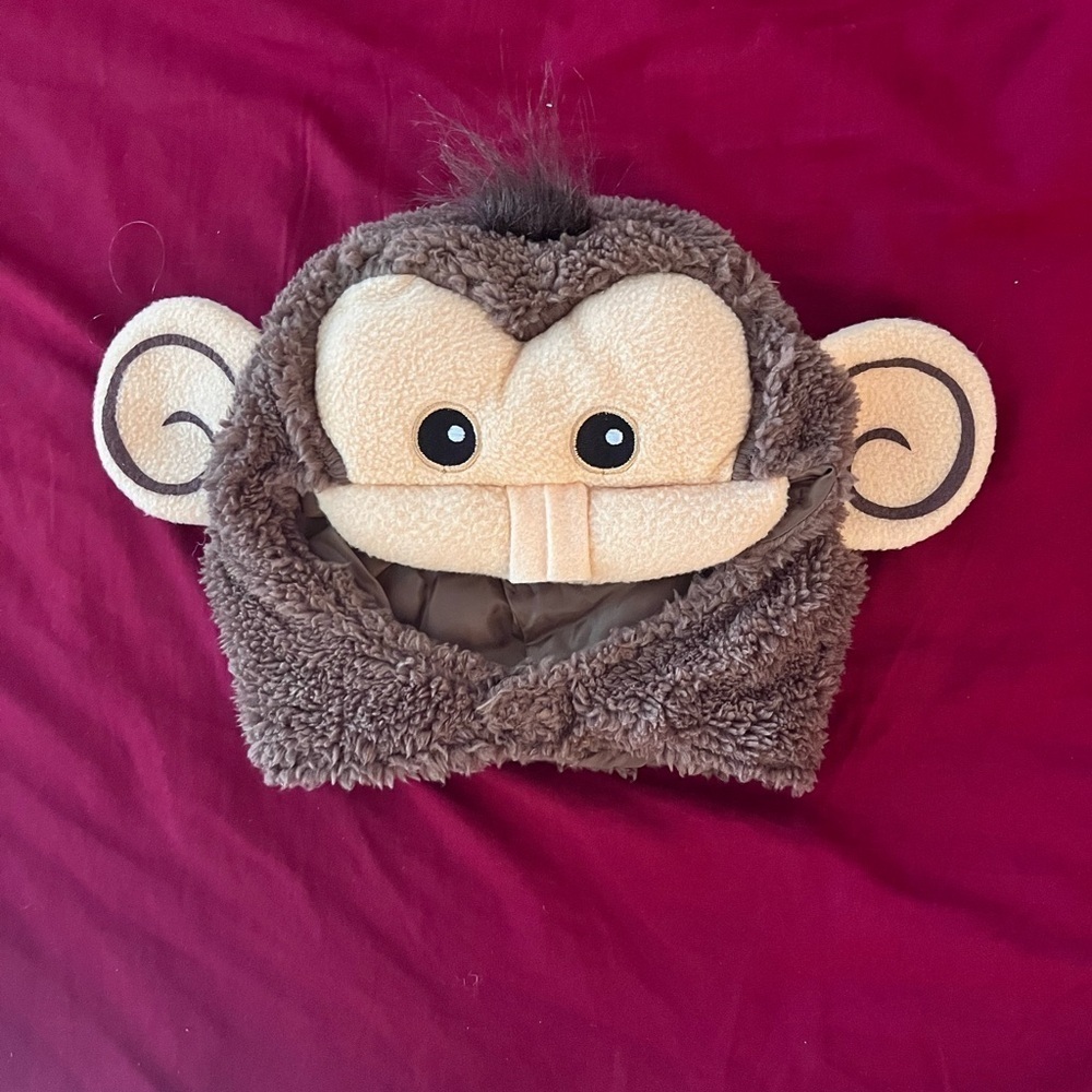 Halloween kids Brown Monkey Fleece Hat 4-6